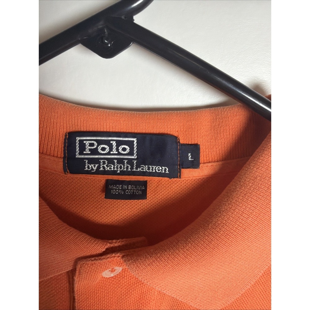 Polo by Ralph Lauren Polo Shirt Size Large Orange with Blue Pony Logo SS Golf - Picture 4 of 6